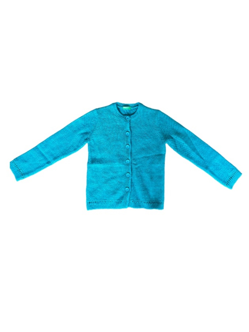 United Colors Benetton Girls Teal Floral Knit Cardigan XS 4-5